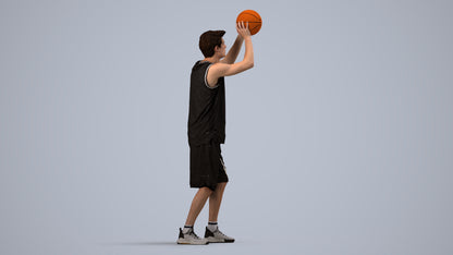 3D people model man sport, scanned human for 3ds Max rendering, side view render
