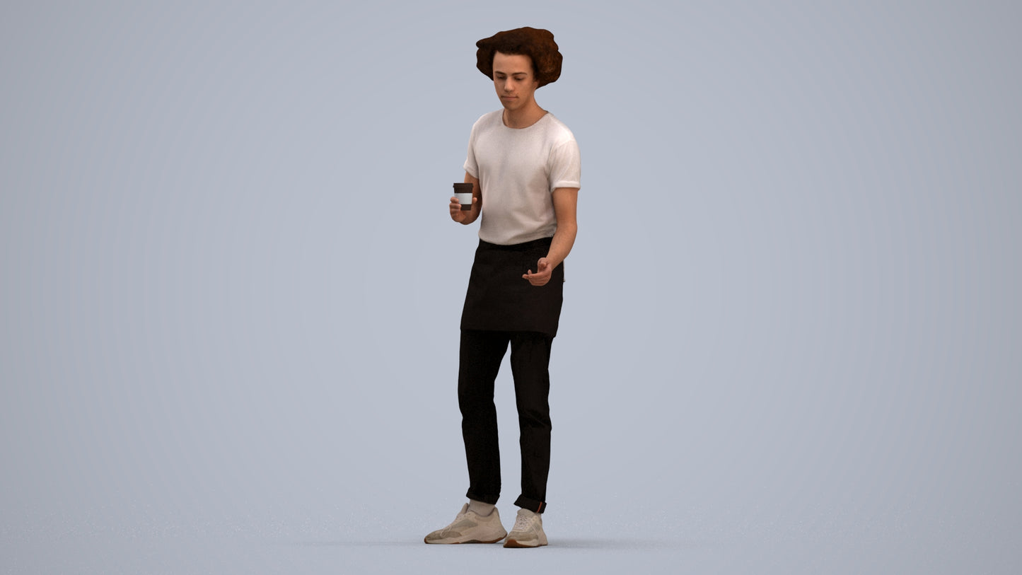 3D scanned man standing, photorealistic archviz people for Enscape and SketchUp, standing pose render