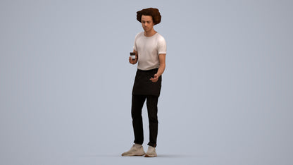 3D scanned man standing, photorealistic archviz people for Enscape and SketchUp, standing pose render