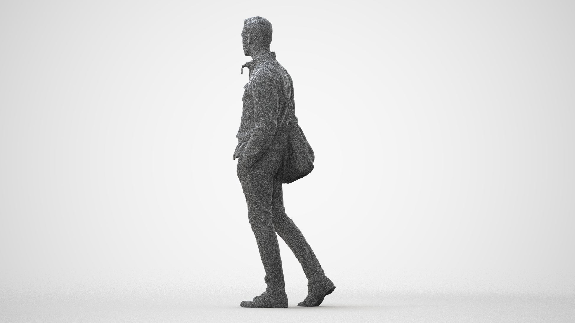 3D people model man casual walking, scanned human for 3ds Max rendering, square thumbnail