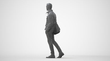 3D people model man casual walking, scanned human for 3ds Max rendering, square thumbnail