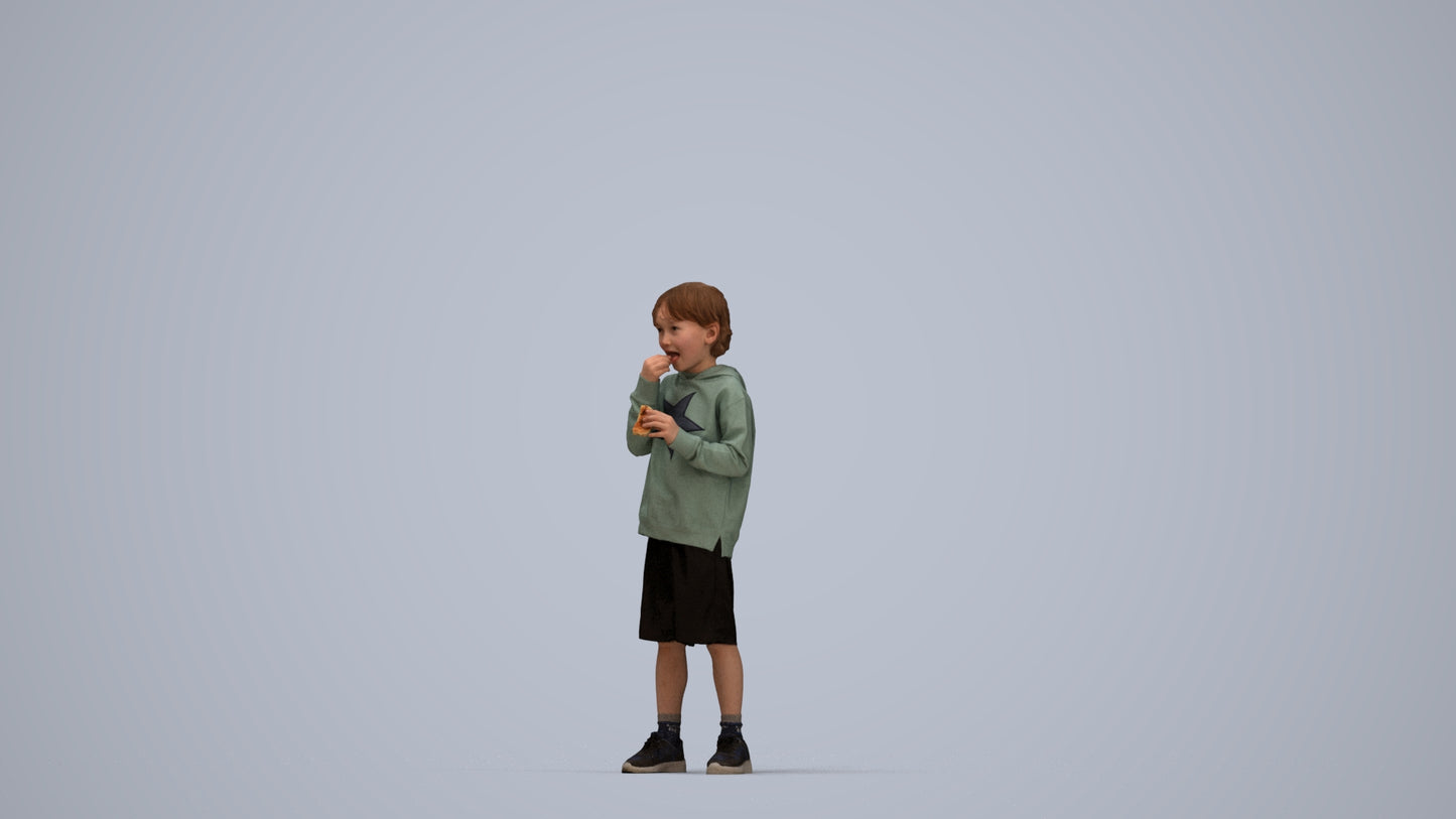 3D scanned boy kids casual, photorealistic archviz people for Enscape and SketchUp, top-down view render