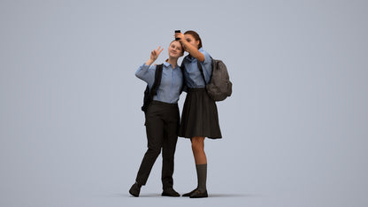 scanned 3D girl kids, photogrammetry people for Enscape and V-Ray, standing pose render