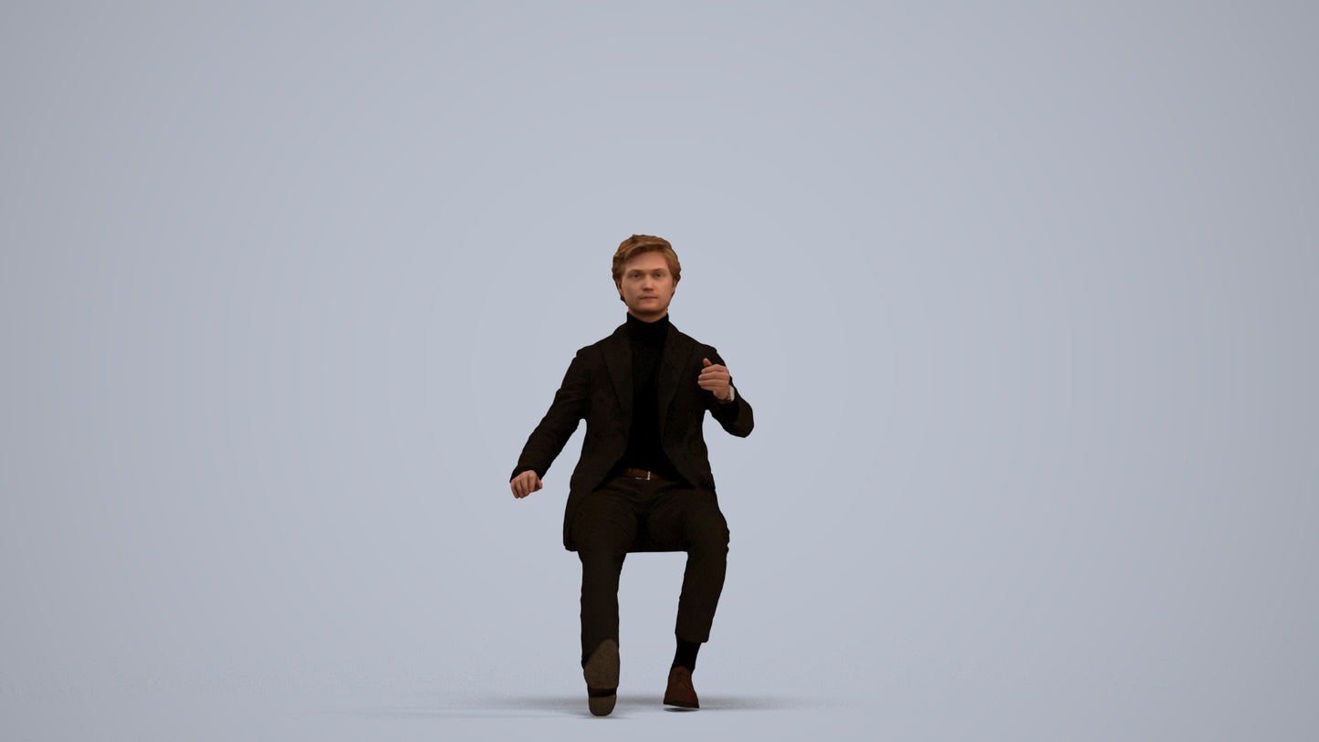 realistic 3D people man business driving, render-ready for V-Ray and Corona, FBX OBJ, standing pose render