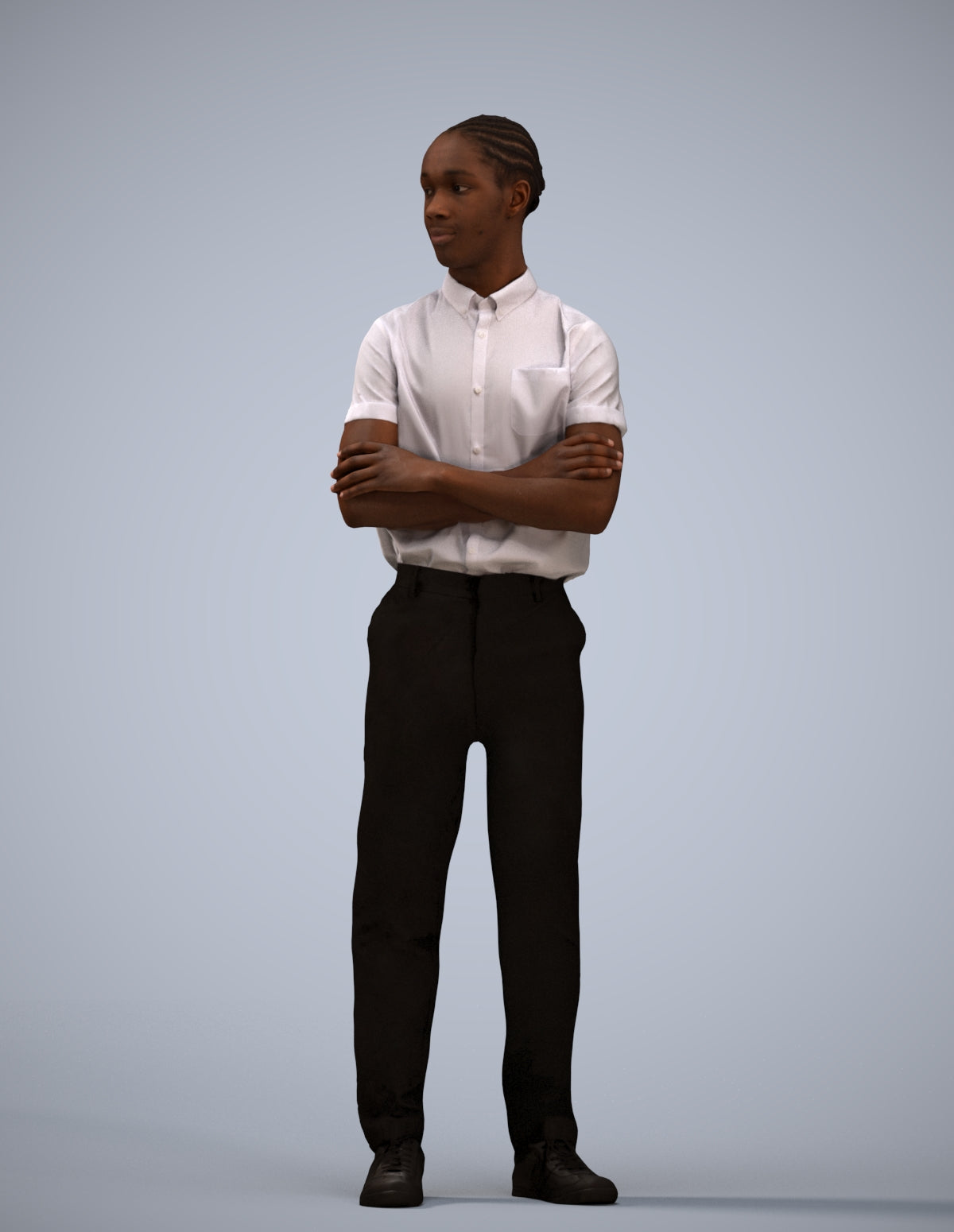 realistic 3D boy hospitality, scanned archviz people for Blender and 3ds Max