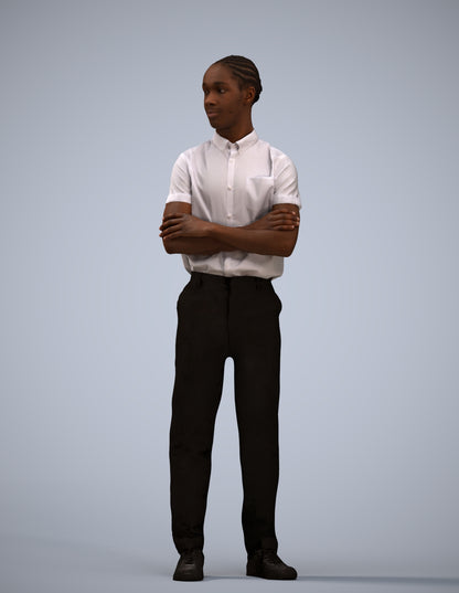realistic 3D boy hospitality, scanned archviz people for Blender and 3ds Max