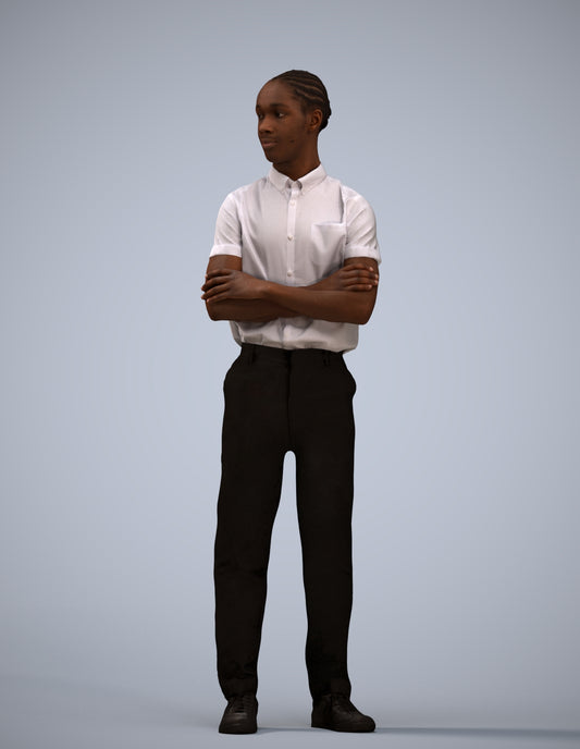 realistic 3D boy hospitality, scanned archviz people for Blender and 3ds Max