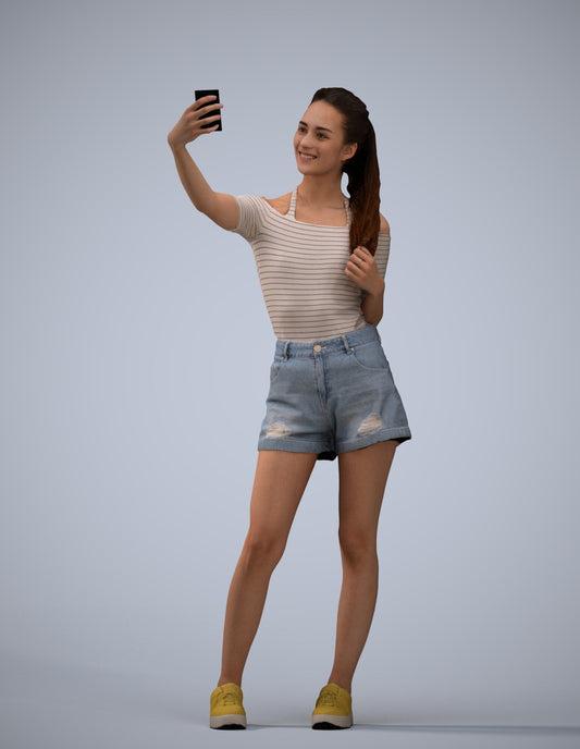 photogrammetry 3D woman casual standing, realistic human model archviz FBX