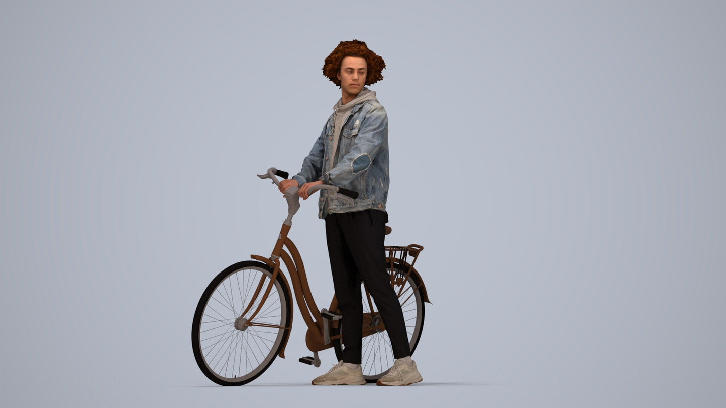 photogrammetry 3D man casual shopping, realistic human model archviz FBX, top-down view render
