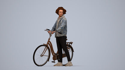 photogrammetry 3D man casual shopping, realistic human model archviz FBX, top-down view render