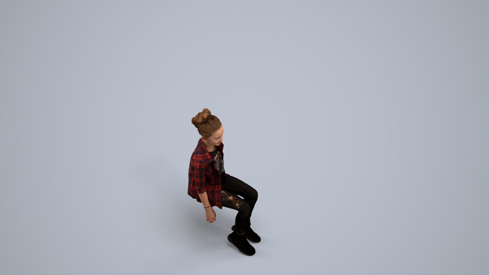 photogrammetry 3D girl casual kids, realistic human model archviz FBX, back view render