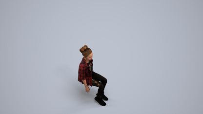 photogrammetry 3D girl casual kids, realistic human model archviz FBX, back view render
