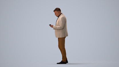 scanned 3D man business standing, photogrammetry people for Enscape and V-Ray, three-quarter view render