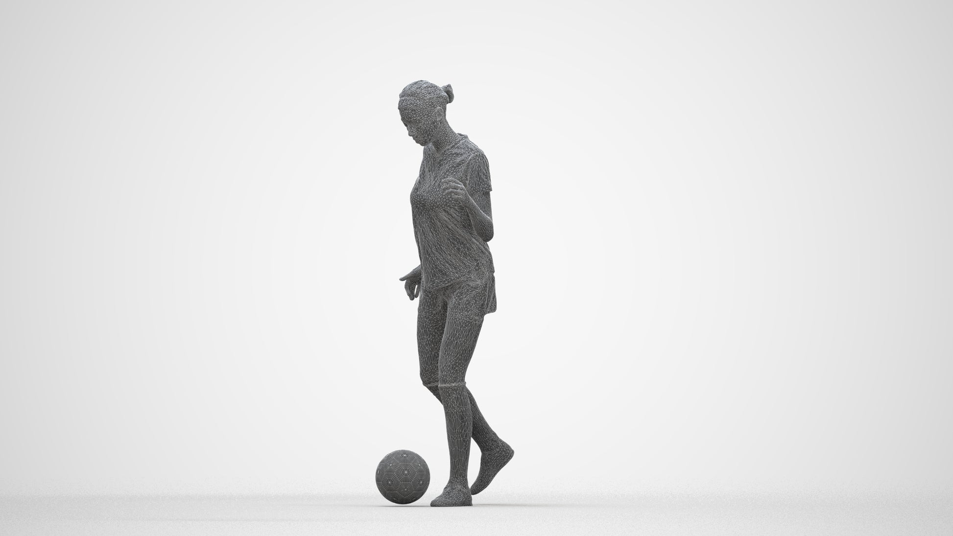 realistic 3D woman sport, scanned archviz people for Blender and 3ds Max, wireframe back view