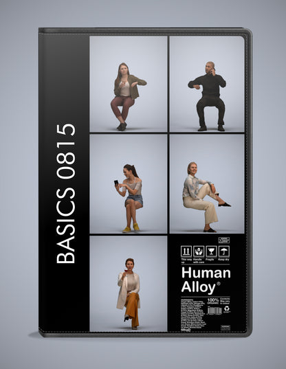 realistic 3D humans sitting pack, 5 archviz people FBX OBJ for Blender