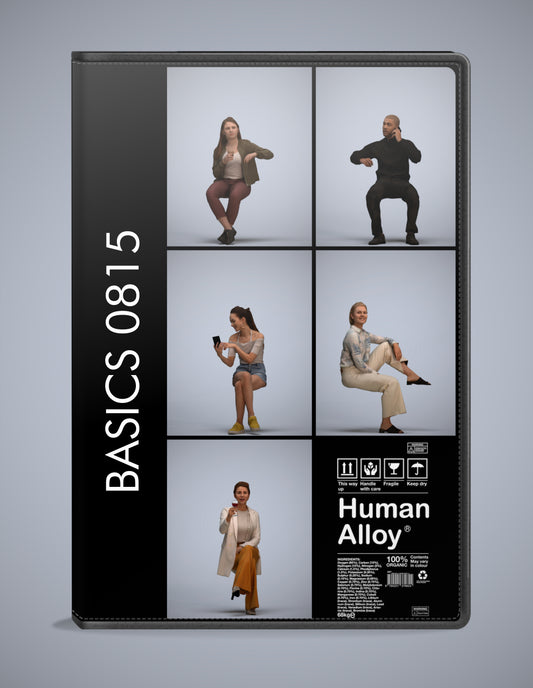 realistic 3D humans sitting pack, 5 archviz people FBX OBJ for Blender