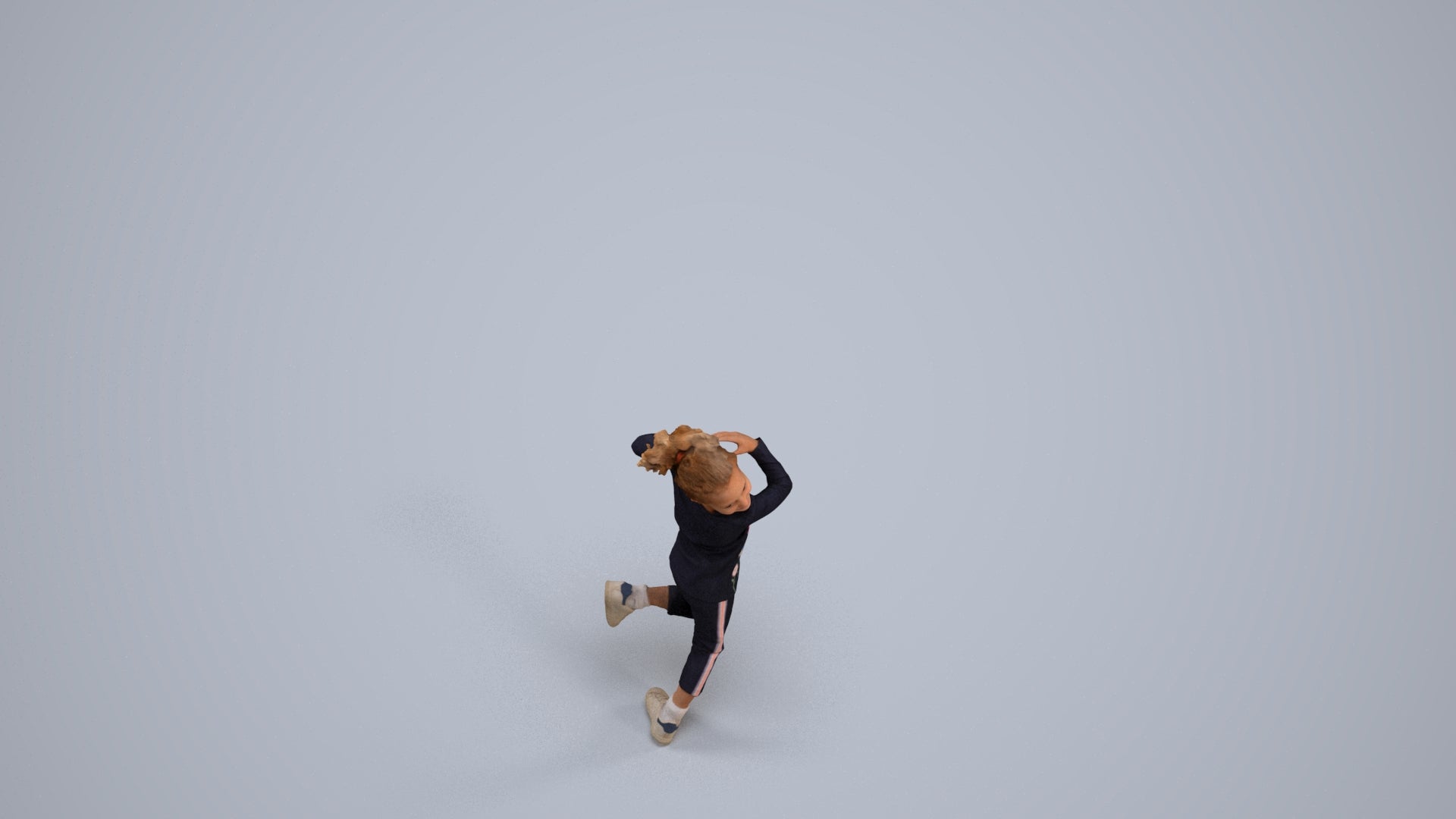 3D scanned girl kids casual, photorealistic archviz people for Enscape and SketchUp, back view render