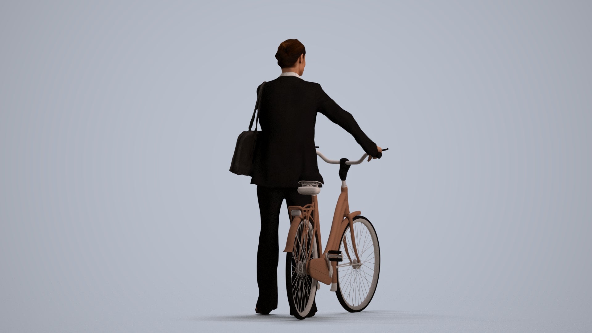realistic 3D people senior woman business cycling, render-ready for V-Ray and Corona, FBX OBJ, front view render