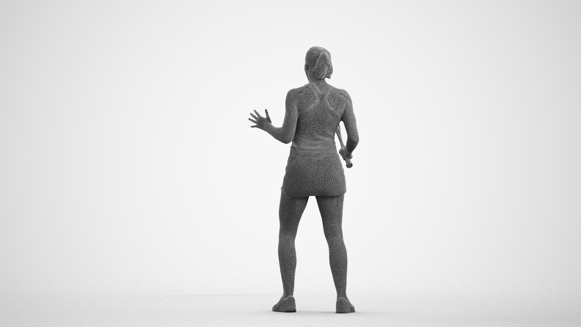 photogrammetry 3D girl sport, realistic human model archviz FBX, wireframe front view