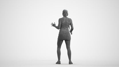 photogrammetry 3D girl sport, realistic human model archviz FBX, wireframe front view