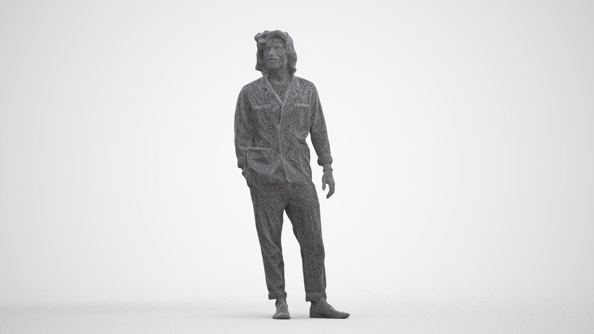 photogrammetry 3D man casual formalaffairs, realistic human model archviz FBX, three-quarter front view render