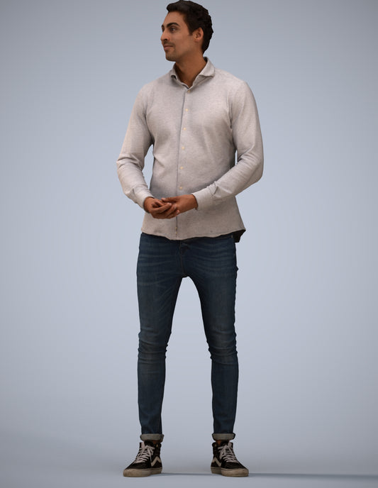 realistic 3D human man casual standing, archviz people FBX OBJ for Blender
