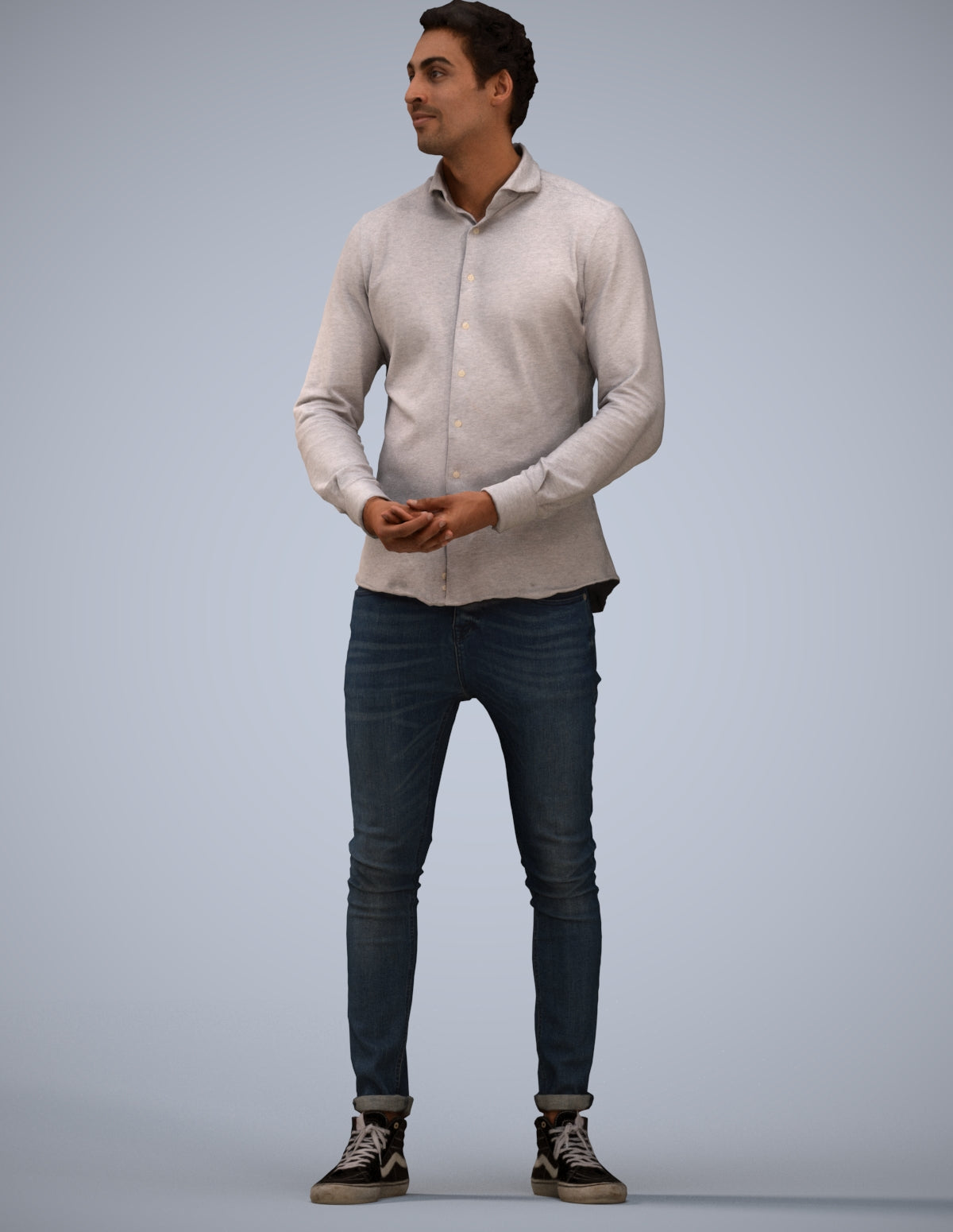 realistic 3D human man casual standing, archviz people FBX OBJ for Blender