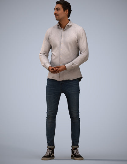 realistic 3D human man casual standing, archviz people FBX OBJ for Blender