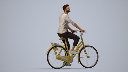 3D scanned man sitting casual, photorealistic archviz people for Enscape and SketchUp, side view render