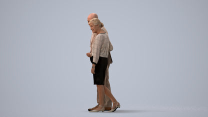 realistic 3D people senior woman business couple, render-ready for V-Ray and Corona, FBX OBJ, three-quarter view render