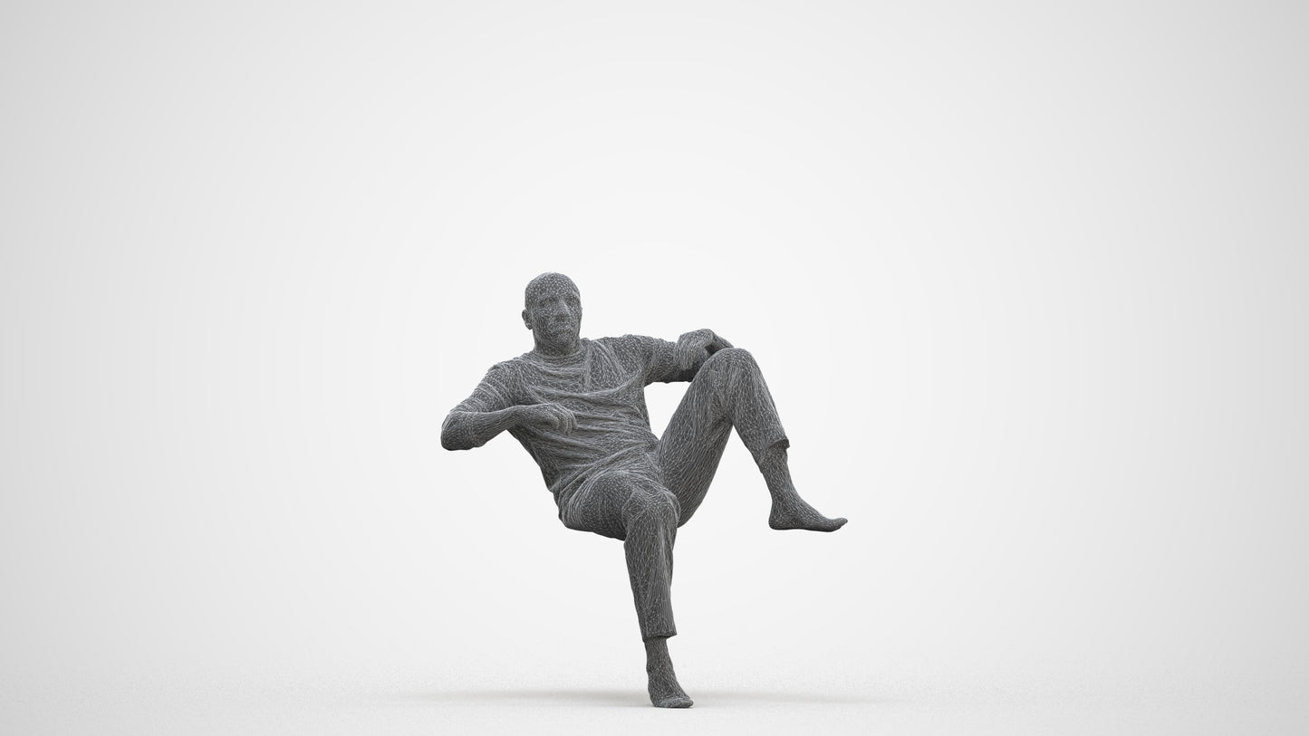 3D people model man casual bathroom, scanned human for 3ds Max rendering, three-quarter front view render