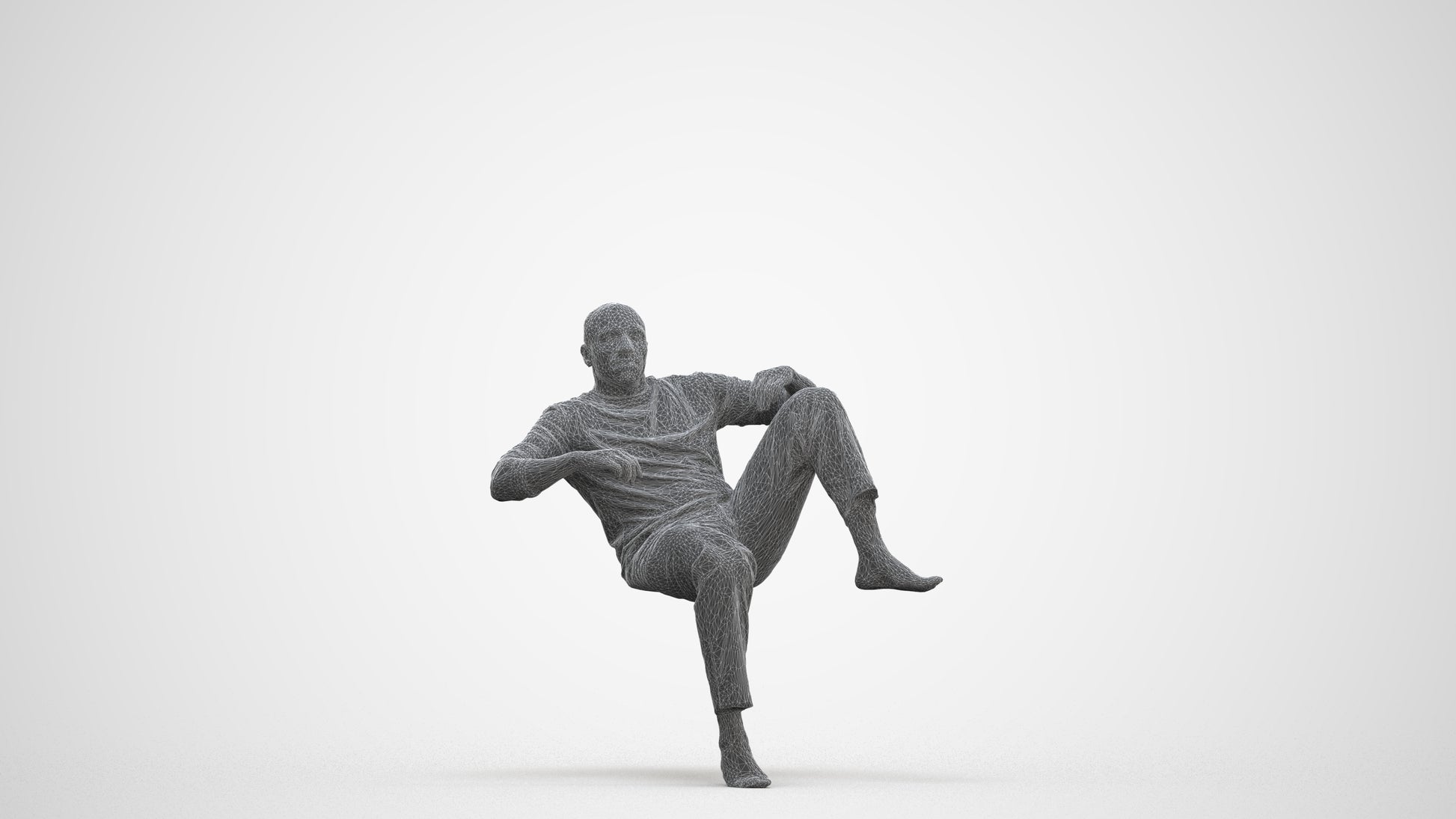3D people model man casual bathroom, scanned human for 3ds Max rendering, three-quarter front view render