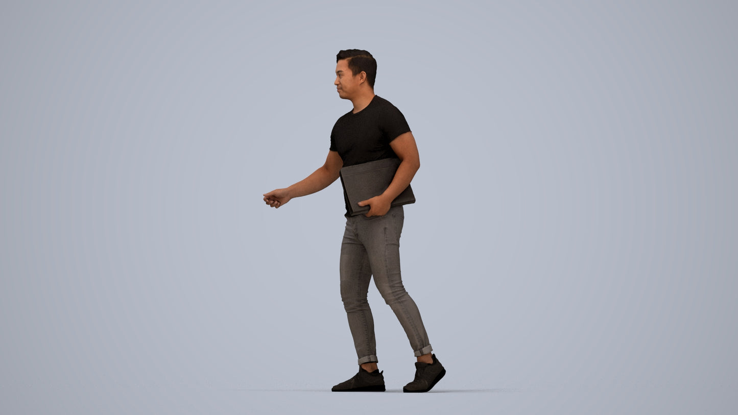realistic 3D people man casual door, render-ready for V-Ray and Corona, FBX OBJ, top-down view render