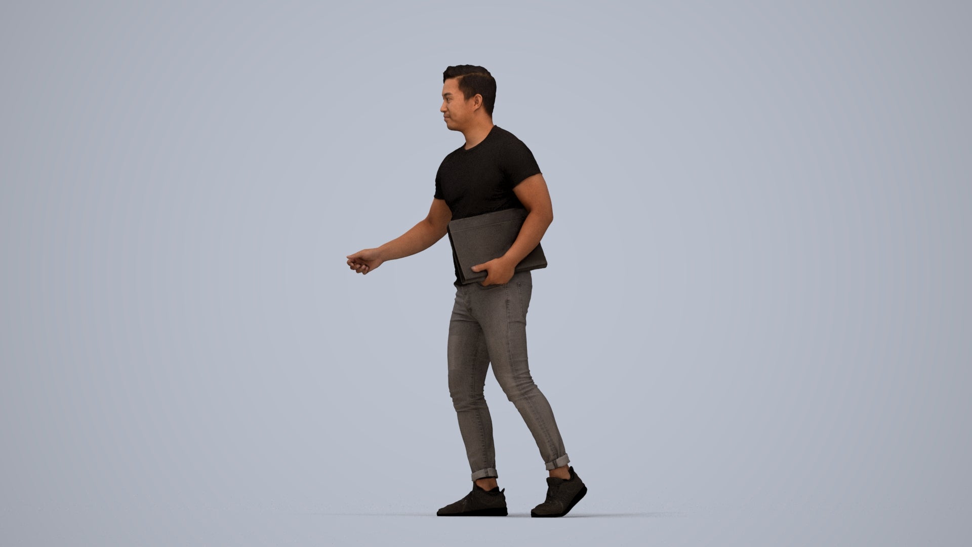 realistic 3D people man casual door, render-ready for V-Ray and Corona, FBX OBJ, top-down view render