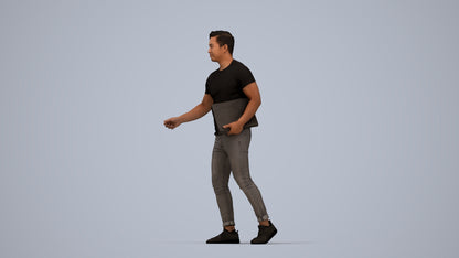 realistic 3D people man casual door, render-ready for V-Ray and Corona, FBX OBJ, top-down view render