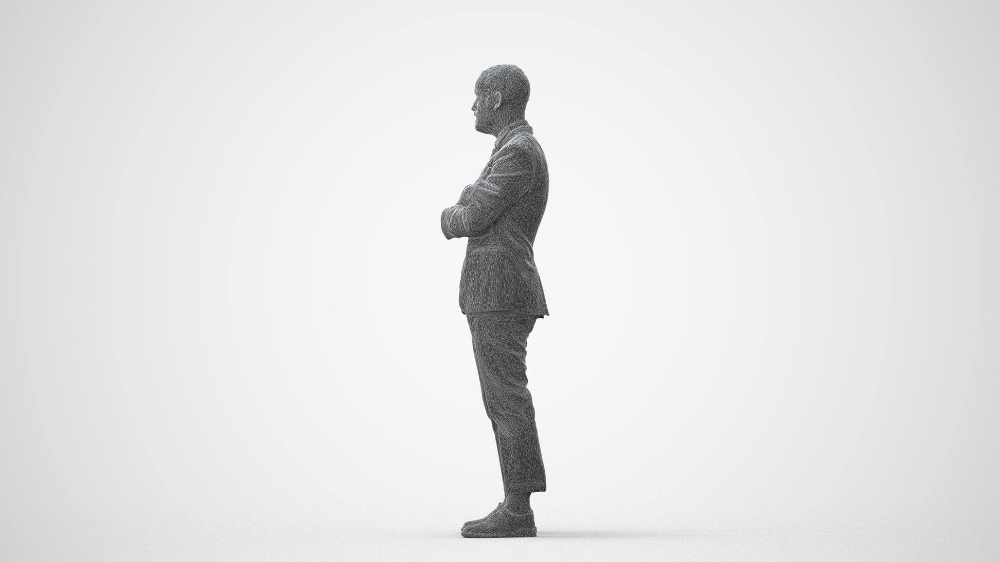 3D human model man business, photogrammetry scanned person for archviz, square thumbnail