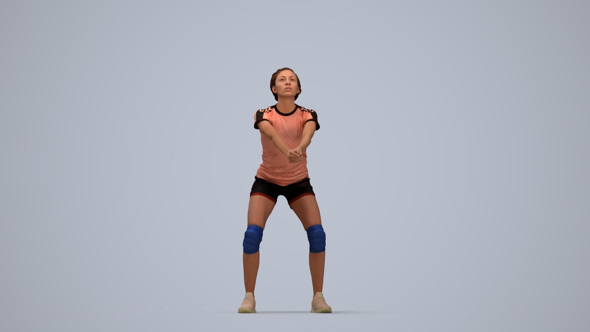 scanned 3D woman sport, photogrammetry people for Enscape and V-Ray, top-down view render