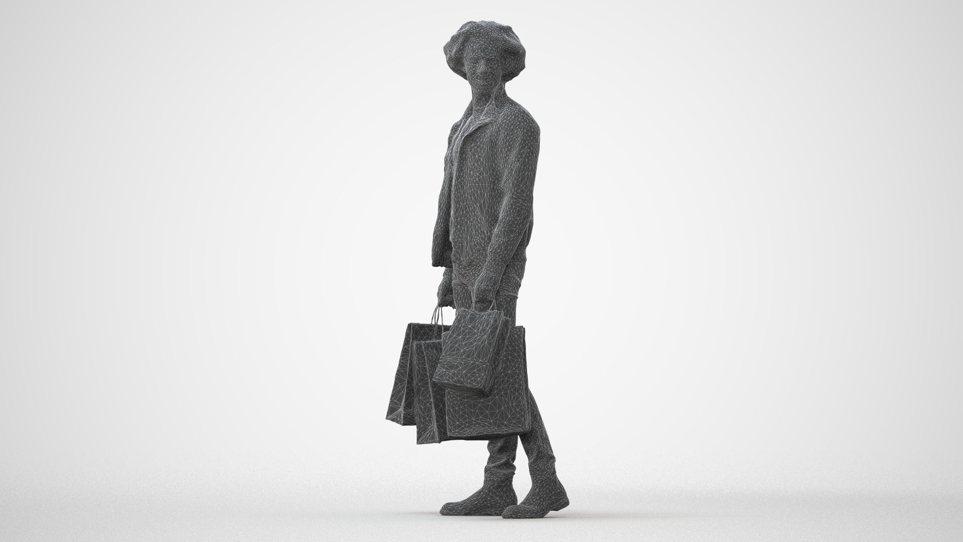 realistic 3D man casual shopping, scanned archviz people for Blender and 3ds Max, square thumbnail