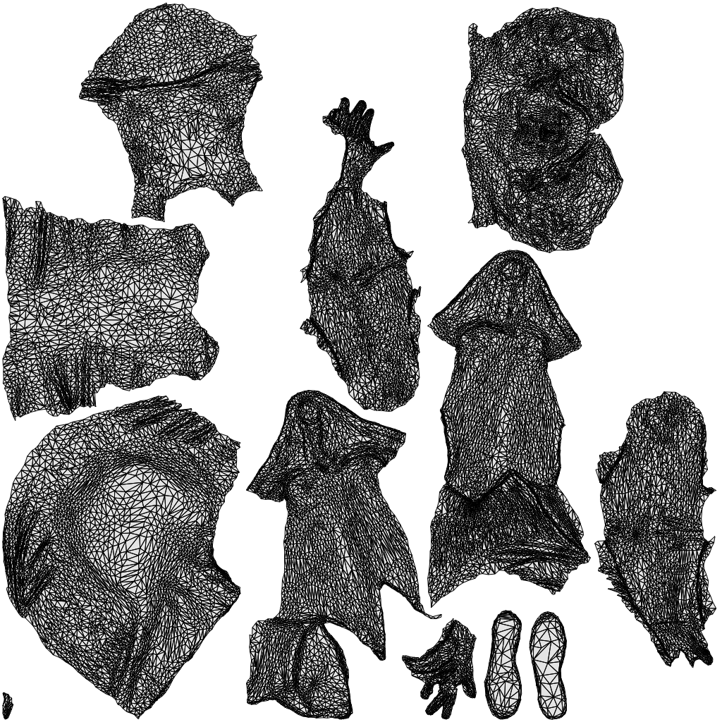scanned 3D woman casual sitting, photogrammetry people for Enscape and V-Ray, wireframe top-down view