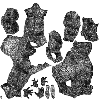 3D human model man casual sitting, photogrammetry scanned person for archviz, wireframe top-down view