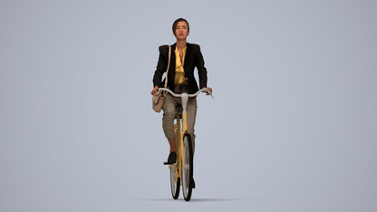 3D people model woman business cycling, scanned human for 3ds Max rendering, top-down view render