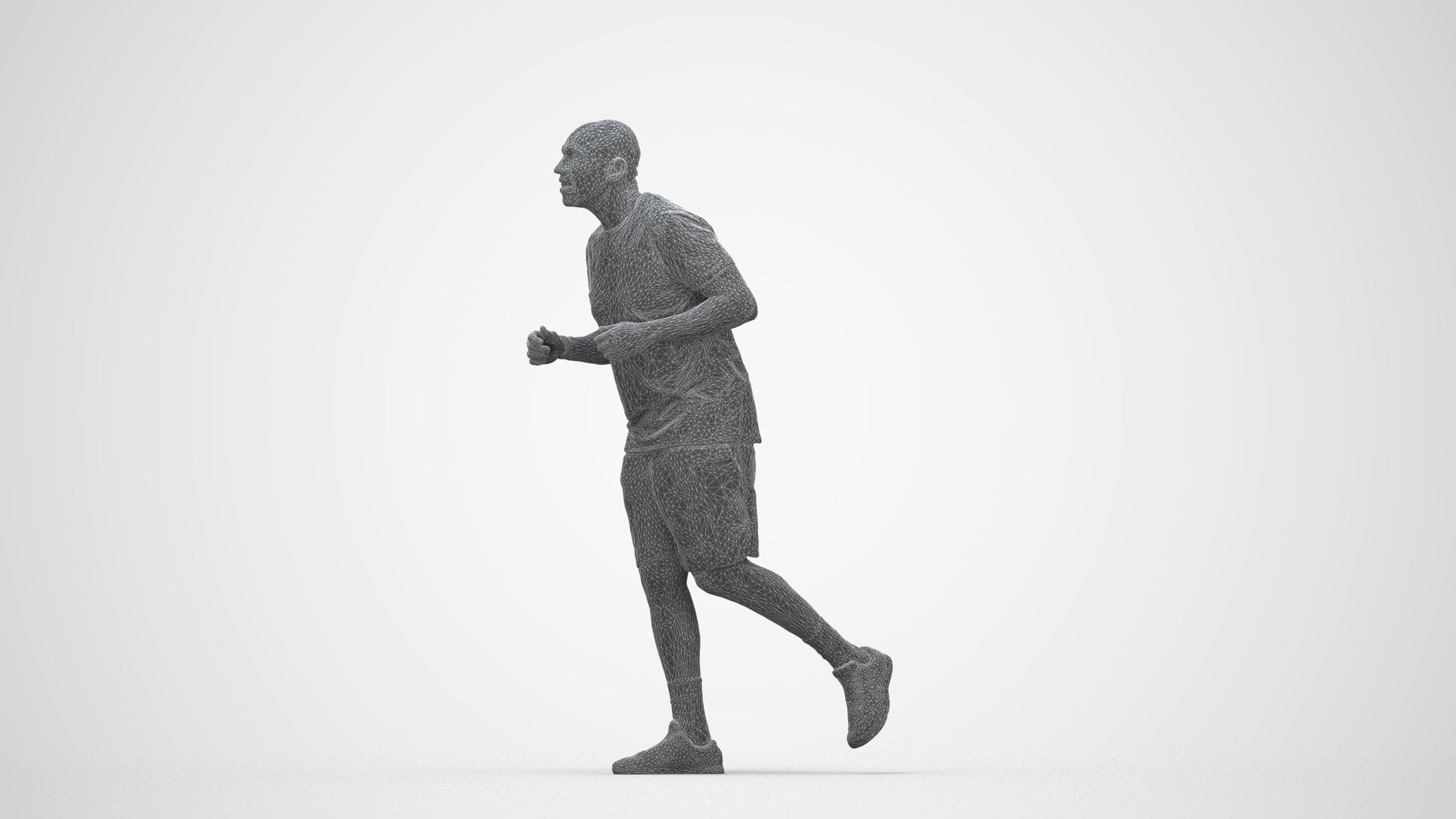 3D scanned man sport, photorealistic archviz people for Enscape and SketchUp, wireframe back view
