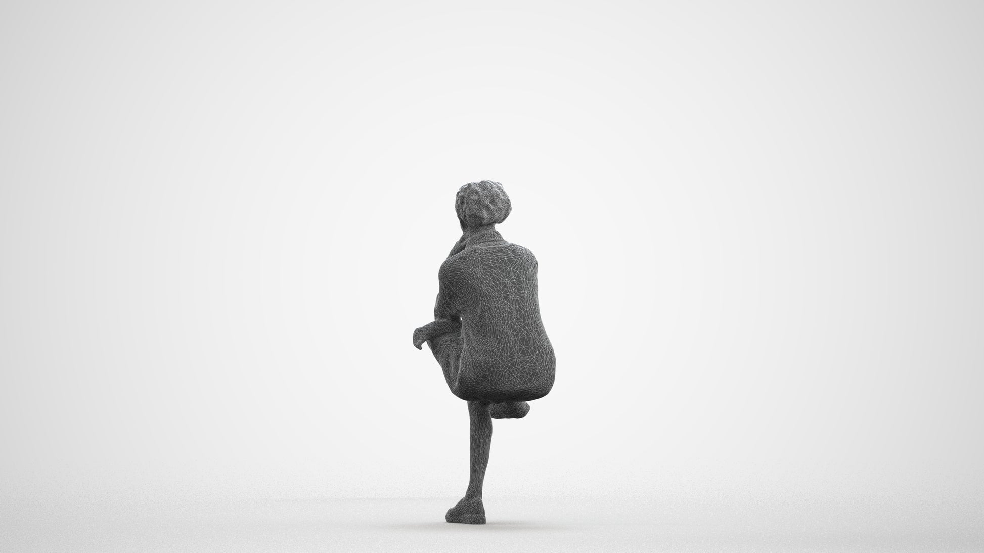 realistic 3D human woman casual sitting, archviz people FBX OBJ for Blender, wireframe front view