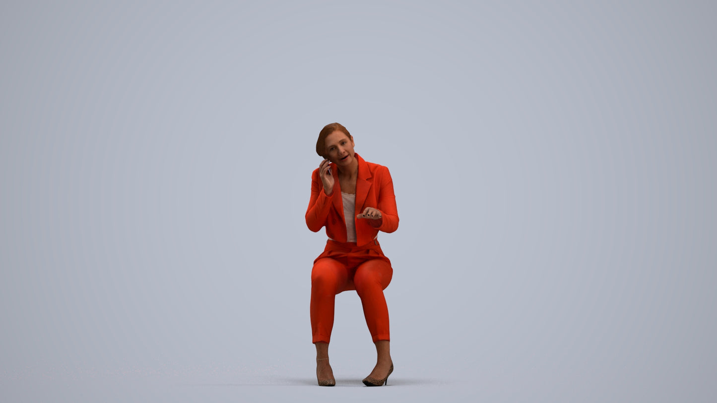 3D human model woman business, photogrammetry scanned person for archviz, standing pose render