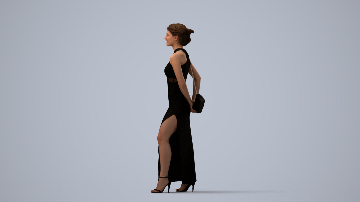 scanned 3D woman formal formalaffairs, photogrammetry people for Enscape and V-Ray, three-quarter view render