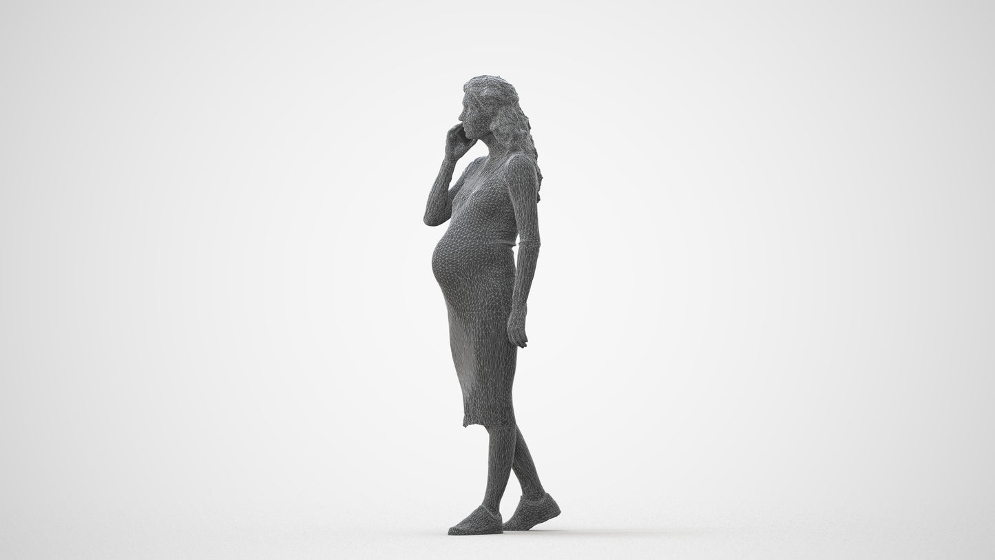 3D human model woman casual walking, photogrammetry scanned person for archviz, square thumbnail