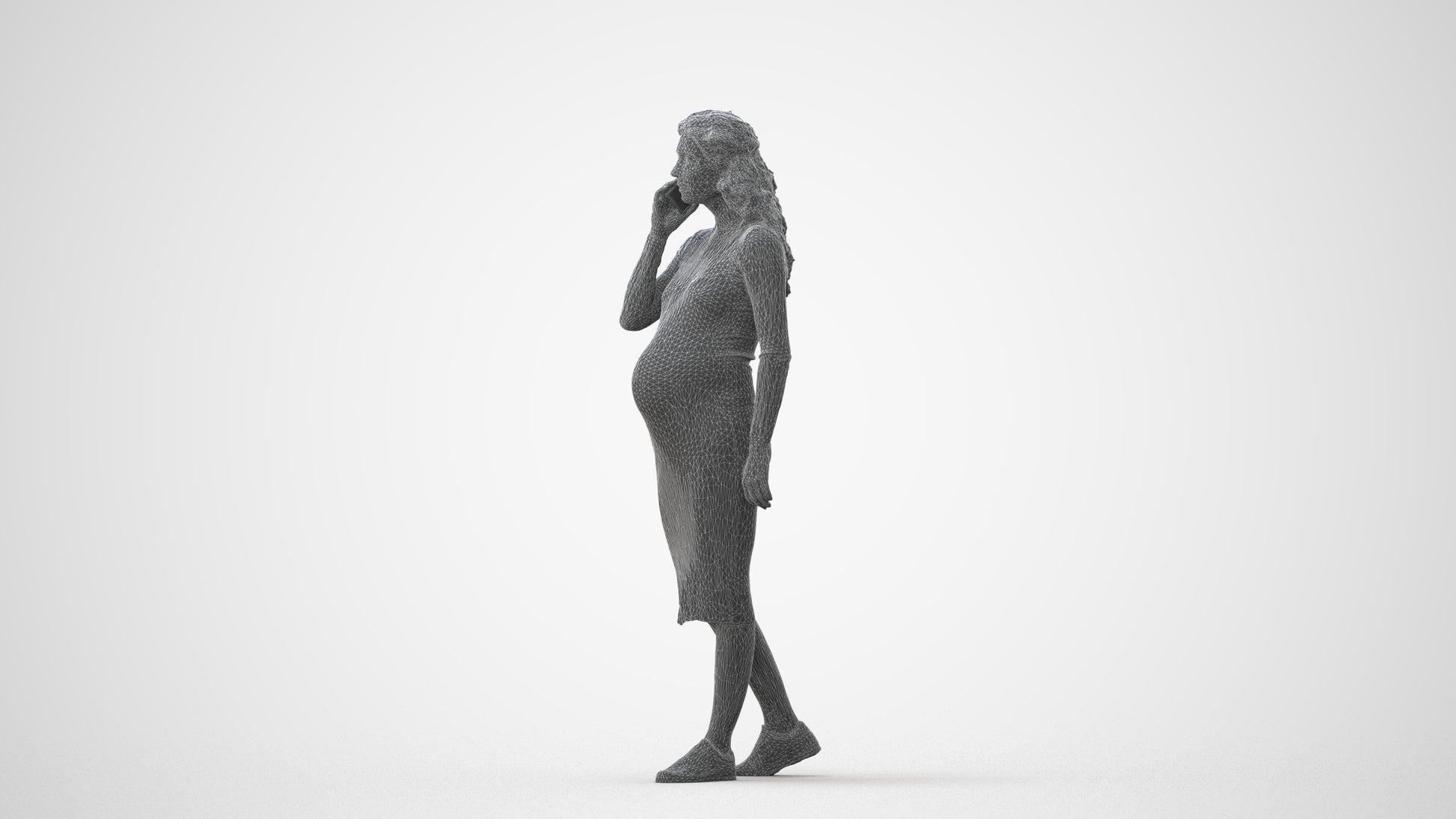 3D human model woman casual walking, photogrammetry scanned person for archviz, square thumbnail