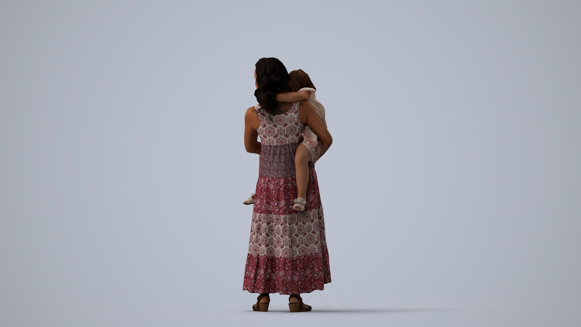 3D people model girl casual kids, scanned human for 3ds Max rendering, three-quarter view render