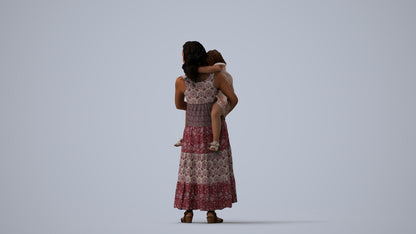 3D people model girl casual kids, scanned human for 3ds Max rendering, three-quarter view render
