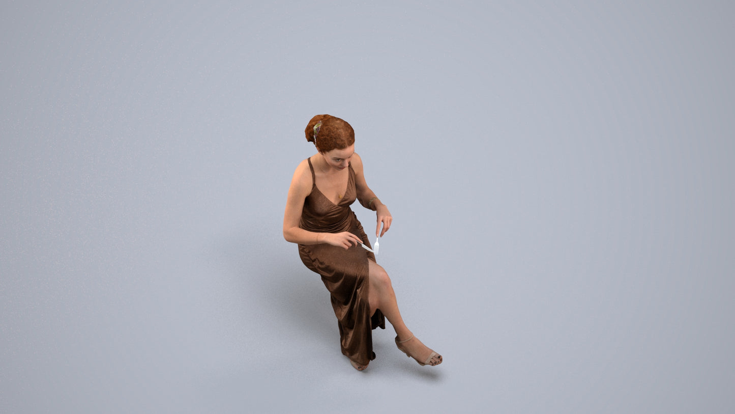 3D human model woman formal formalaffairs, photogrammetry scanned person for archviz, back view render
